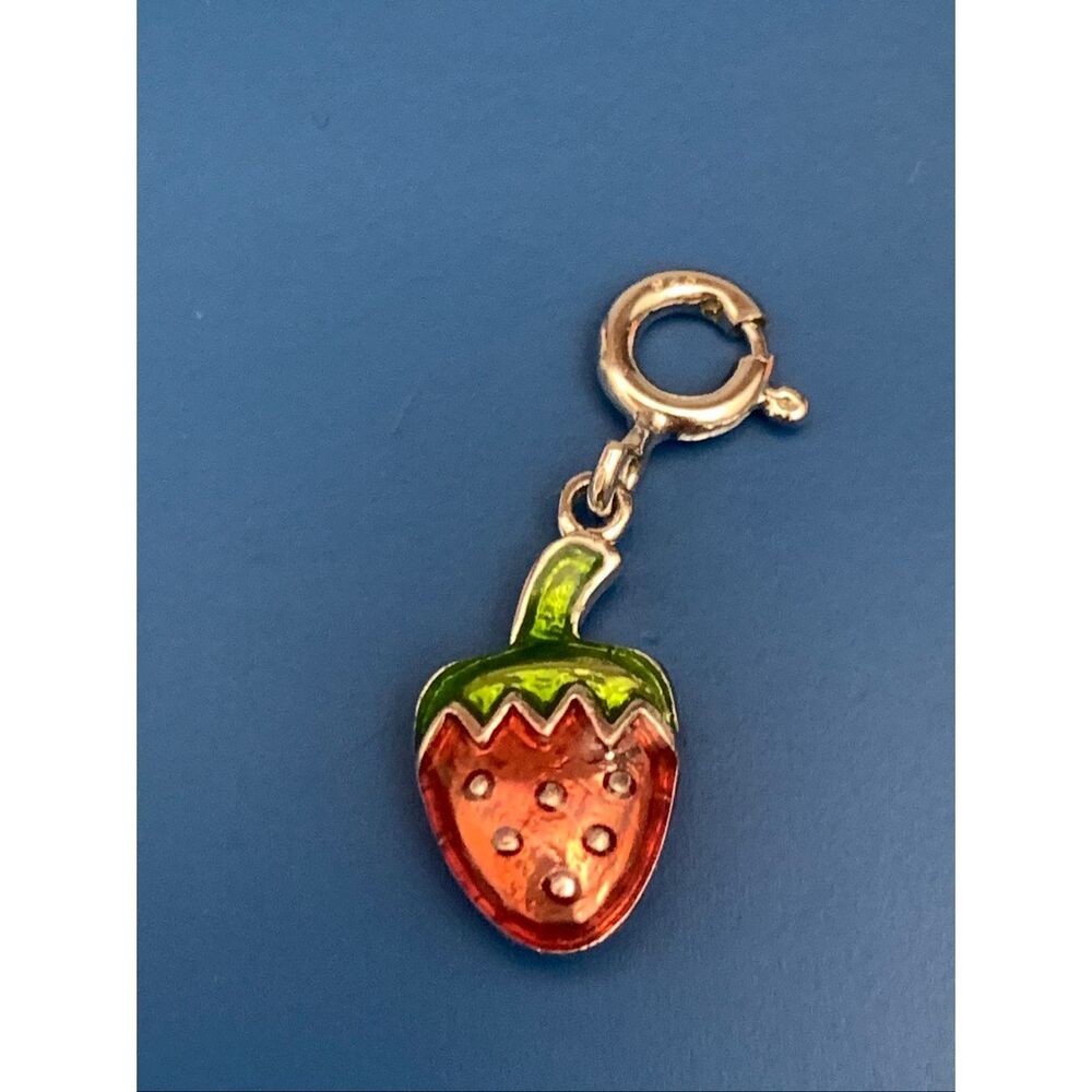 .925 Strawberry Sterling Silver Jewelry Charm #food #fruit